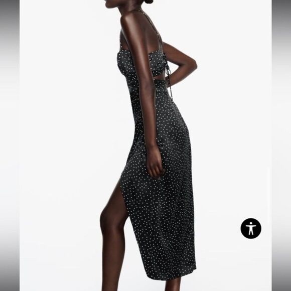 NWT Zara DOTTED SATIN EFFECT CORSET DRESS Sz M - Picture 9 of 9